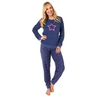 RELAX by Normann Damen Frottee Pyjama Langarm Schlafanzug mit