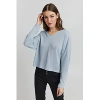 Oxmo V-Ausschnitt-Pullover Katla 21950024-ME Feinstrickpullover mit V-Ausschnitt in Blau