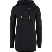 Oxmo Strickpullover OXCable 21300568ME Strickpulli lang geschnitten in Schwarz