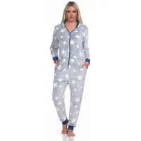 Normann Schlafanzug Jumpsuit Overall in Sterneoptik aus kuschelig warmen