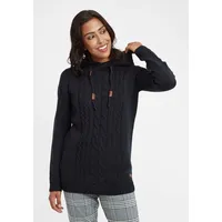 Oxmo Strickpullover OXCable 21300568ME Strickpulli lang geschnitten in Schwarz