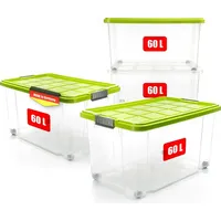 BigDean 4 Stück 60 L Aufbewahrungsbox mit Deckel groß