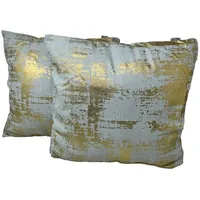 Jet-Line 2-er Deko Kissen Set Grau Gold 40x40 cm