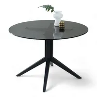 Stolkom LEANO Glastisch rund schwarz, Esszimmertisch BxH 110x76 cm