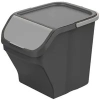 Gardissimo STACK Abfalleimer 25 Liter Mülleimer Mülltrenner Sortierer silber
