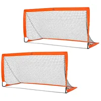 Homcom Fußballtore, Fußballnetz, 2er Set Minitore, Faltbar, Metall, Oxfordstoff,