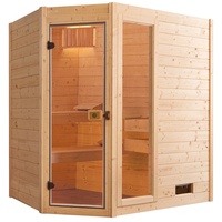 Weka Sauna Valida Eck 1 mit Glastür/Fenster- Massivholzsauna 38