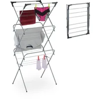Relaxdays Wäscheständer, klappbar, 18 Stangen, 136x62x51 cm, innen, Metall,
