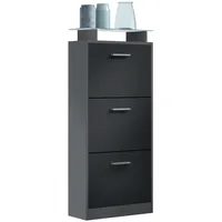 Vladon Schuhschrank, Schwarz, Holzwerkstoff, 46x128x23 cm, Garderobe, Schuhaufbewahrung, Schuhkipper
