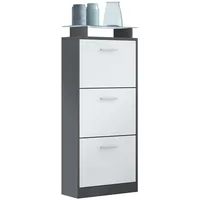 Vladon Schuhschrank, Weiß, Holzwerkstoff, 46x128x23 cm, Garderobe, Schuhaufbewahrung, Schuhkipper
