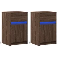 VidaXL Nachttische mit LED-Leuchten 2 Stk. Braun Eiche Holzwerkstoff