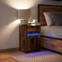 VidaXL Nachttisch mit LED-Leuchten Räuchereiche Holzwerkstoff