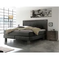 Hasena Boxspringbett Memphis, im Vintagelook, Massivholz-Umrandung, Tonnentaschen-Federkernmatratze