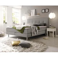 Hasena Fleur Boxspringbett 140-180 cm Hellgrau, Liegefläche:140 x 200
