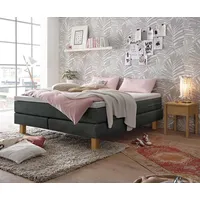 Hasena Boxspringbett 140-180 cm braun / Dunkelgrau, Liegefläche:140 x