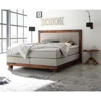 Hasena Boxspringbett 140-180 cm braun), / Hellgrau, Liegefläche:180 x