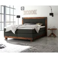 Hasena Boxspringbett 140-180 cm braun / Dunkelgrau, Liegefläche:180 x