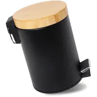 Greelue 3L Mülleimer Bad mit Holzdeckel, Kosmetikeimer mit Absenkautomatik