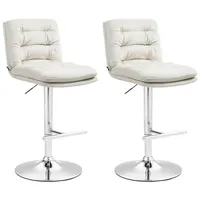 CLP 2er Set Barhocker Damar Samt creme/chrom