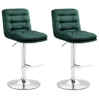 CLP 2er Set Barhocker Damar Samt grün/chrom