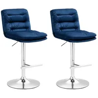 CLP 2er Set Barhocker Damar Samt blau/chrom