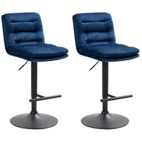 CLP 2er Set Barhocker Damar Samt blau/schwarz