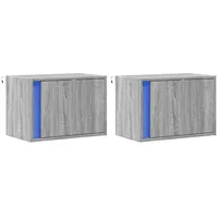 VidaXL Wand-Nachttische mit LED-Leuchten 2 Stk. Grau Sonoma