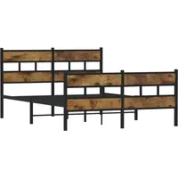 VidaXL Metallbett ohne Matratze Räuchereiche 140x190 cm