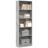 VidaXL Bücherregal Betongrau 60x24x176 cm Holzwerkstoff