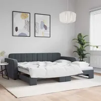 VidaXL Tagesbett Ausziehbar Dunkelgrau 90x200 cm Samt