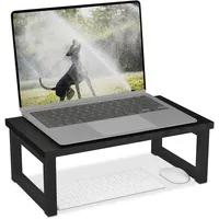 Relaxdays Monitorständer, ergonomische Bildschirmerhöhung für Schreibtisch, HBT: 15x40x23 cm,