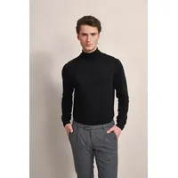 Bugatti Rollkragenpullover aus 100 % Merinowolle schwarz