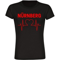 Multifanshop Damen T-Shirt - Nürnberg - Herzschlag - Druck