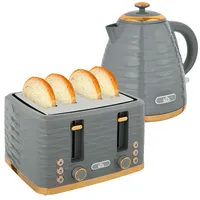 Homcom Wasserkocher Toaster Set Frühstück-Set mit 1,7L Wasserkocher, 4