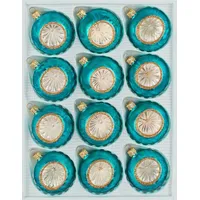 Navidacio 12 TLG. Glas-Weihnachtskugeln Set in 'Vintage Ice Petrol-Türkis