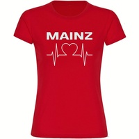 Multifanshop Damen T-Shirt - Mainz - Herzschlag - Druck