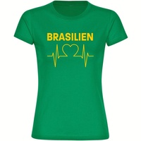 Multifanshop Damen T-Shirt - Brasilien - Herzschlag - Druck