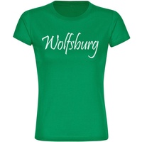 Multifanshop Damen T-Shirt - Wolfsburg - Schriftzug - Druck