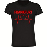 Multifanshop Damen T-Shirt - Frankfurt - Herzschlag - Druck