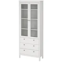 VCM ebuy24 Madrid Vitrinenschrank 2 Glastüren 3 Schubladen weiß.