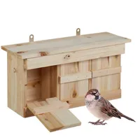 Relaxdays Nistkasten für Spatzen, Hellbraun,Silber