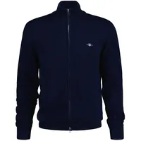 GANT Herren Strickjacke - CASUAL COTTON ZIP CARDIGAN, Stehkragen,