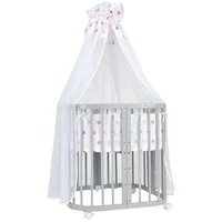 Waldin Babybett Kinderbett 7in1 mit Matratze, mitwachsendes Kinder-Bett,Stoffe Sterne
