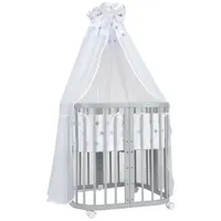 Waldin Babybett Kinderbett 7in1 mit Matratze, mitwachsendes Kinder-Bett,Stoffe Sterne
