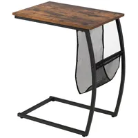Costway Beistelltisch mit Seitentasche, C-förmig Laptoptisch Sofatisch Betttisch, Holz