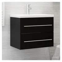 VidaXL Waschbeckenunterschrank mit Einbaubecken Schwarz Holzwerkstoff