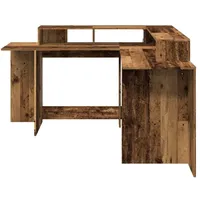VidaXL LED-Schreibtisch Altholz-Optik 152x152x91 cm Holzwerkstoff