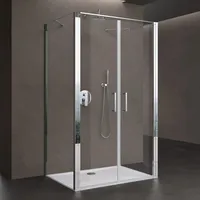 Doporro Duschkabine U-Form 80x90x80cm Duschabtrennung zwei Drehtüren ESG-Sicherheitsglas Klarglas