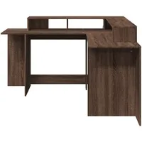 VidaXL LED-Schreibtisch Braun Eichen-Optik 152x152x91 Holzwerkstoff