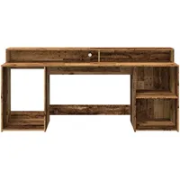 VidaXL LED-Schreibtisch Altholz-Optik 200x55x91 cm Holzwerkstoff